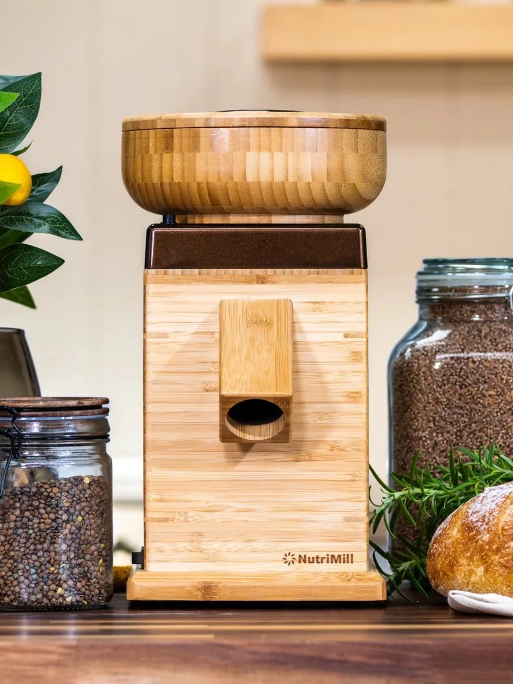 Bamboo Electric Grain Mill - Natural Bamboo - Harvest Grain Mill